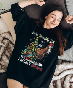 On The Naughty List I Regret Nothing   Funny Horse Face Wearing Christmas Hat   Christmas Horse Classic T Shirt