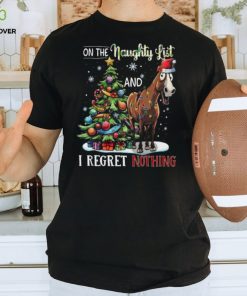 On The Naughty List I Regret Nothing   Funny Horse Face Wearing Christmas Hat   Christmas Horse Classic T Shirt