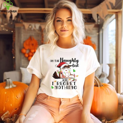 On The Naughty List Regret Nothing Cat Christmas Shirt