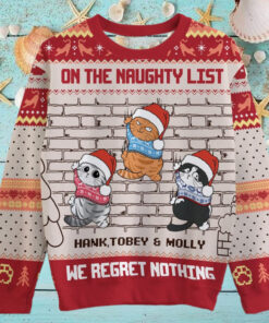 On The Naughty List We Regret Nothing, Personalized All Over Print Sweater, Kid Sweatshirt, Ugly Sweater,