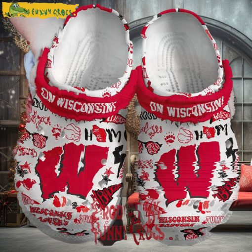 On Wisconsin Badgers Basketball Crocs For Adults