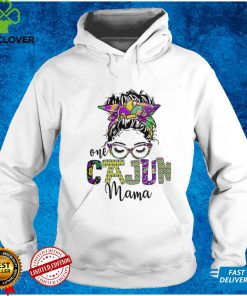 One Cajun Mama Mardi Gras Messy Bun Hair Mom Shirt