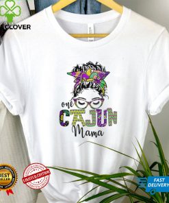 One Cajun Mama Mardi Gras Messy Bun Hair Mom Shirt