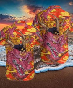 One Piece Monkey D Luffy And Dragon 2024 Mascot Happy Lunar New Year Fan Gifts Hawaiian Shirt