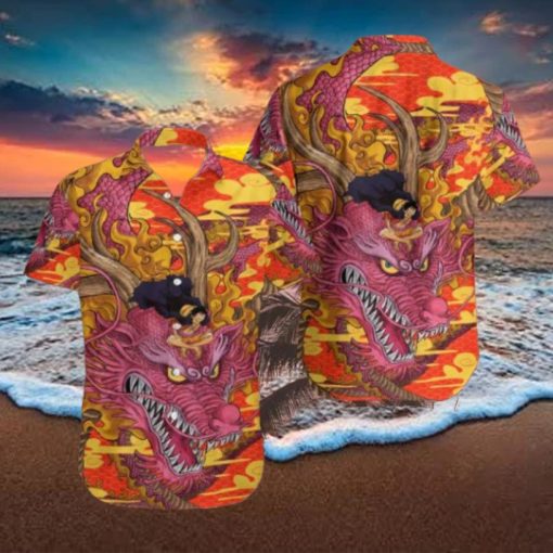 One Piece Monkey D Luffy And Dragon 2024 Mascot Happy Lunar New Year Fan Gifts Hawaiian Shirt