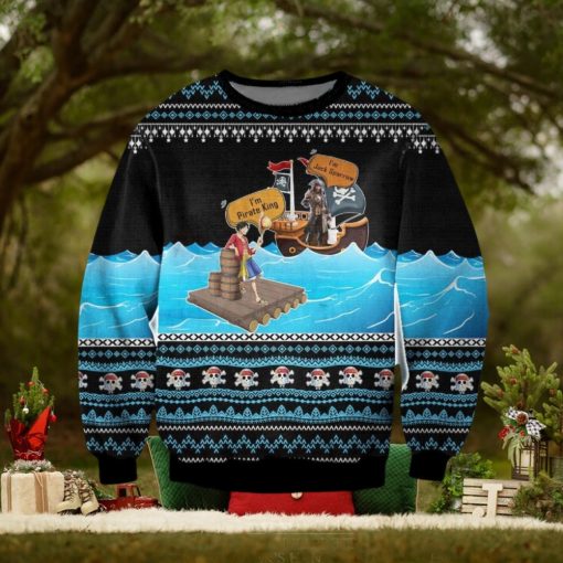 One Piece X Pirates Of Caribbean Ugly Christmas Sweater, Ugly Sweater Apparel
