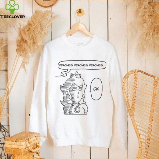 One Punch Man Saitama X The Super Mario Bros Princess Peach Peaches Peaches Peaches OK shirt