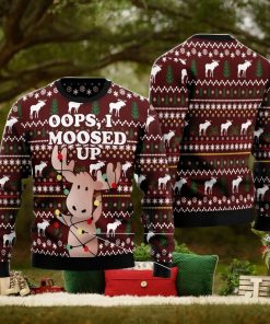 Oops, I Moosed Up All Over Printed 3D Ugly Christmas Sweater Christmas Gift For Men And Women