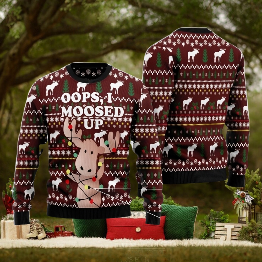 Oops, I Moosed Up All Over Printed 3D Ugly Christmas Sweater Christmas Gift For Men And Women Oops, I Moosed Up All Over Printed 3D Ugly Christmas Sweater Christmas Gift For Men And Women