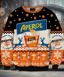 Orange Aperol Spritz 3D Printed Black Christmas Sweater