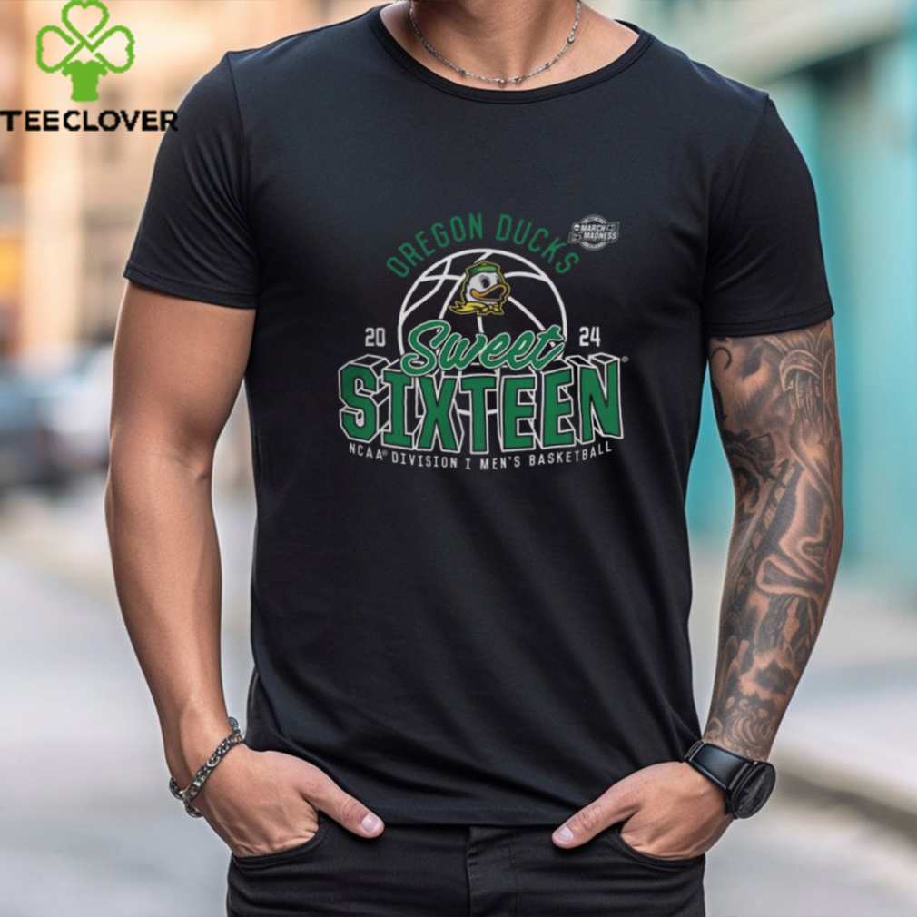 Oregon Ducks 2024 NCAA Men_s Basketball Tournament March Madness Sweet Sixteen Defensive Stance T Shirt Oregon Ducks 2024 NCAA Men_s Basketball Tournament March Madness Sweet Sixteen Defensive Stance T Shirt