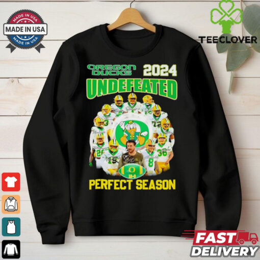 Oregon Ducks 2024 undefeated perfect season team signatures graphic shirt