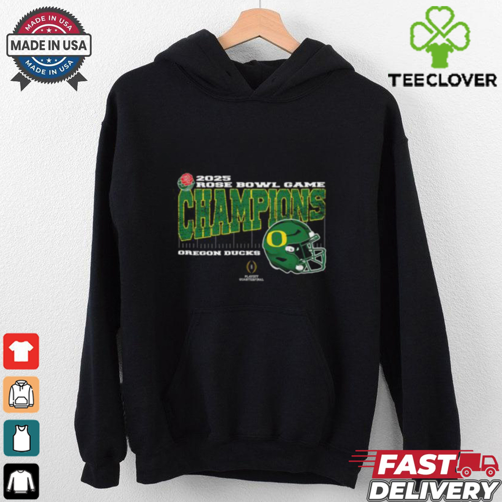 Oregon Ducks 2025 Rose Bowl Game Champions College Football Playoff Quarterfinal Vintage Style With Helmet Unisex T Shirt Oregon Ducks 2025 Rose Bowl Game Champions College Football Playoff Quarterfinal Vintage Style With Helmet Unisex T Shirt