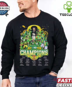 Oregon Ducks Big 10 Conference Champions Fan Celebrating 2024 signatures T Shirt