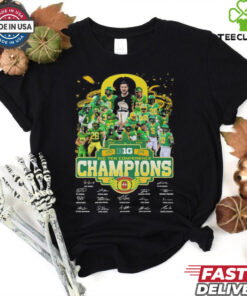 Oregon Ducks Big 10 Conference Champions Fan Celebrating 2024 signatures T Shirt