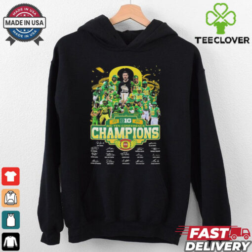 Oregon Ducks Big 10 Conference Champions Fan Celebrating 2024 signatures T Shirt