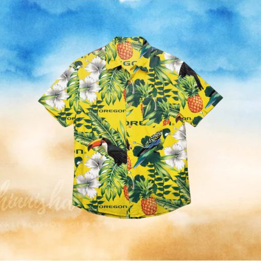 Oregon Ducks Floral Hawaiian Shirt