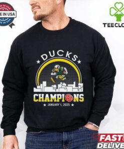 Oregon Ducks Football Mascot January 1 2025 Rose Champions Skyline Shirt