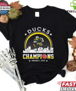 Oregon Ducks Football Mascot January 1 2025 Rose Champions Skyline Shirt