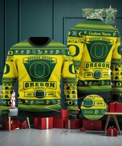 Oregon Ducks Football Team Logo Custom Name Personalized Ugly Christmas Sweater, Ugly Sweater, Christmas Sweaters, Hoodie, Sweatshirt, Sweater
