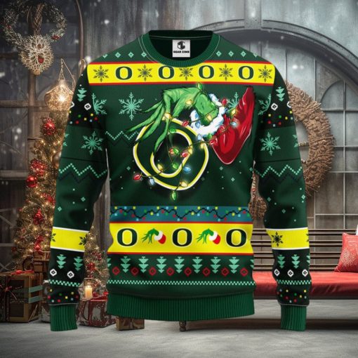Oregon Ducks Grinch Hug Christmas Ugly Sweater
