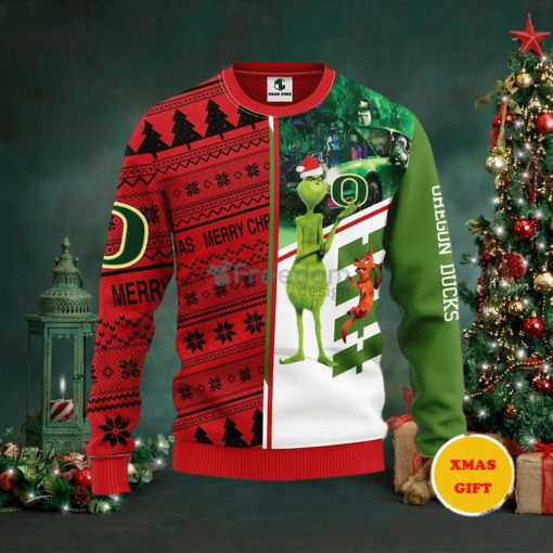 Oregon Ducks Grinch & Scooby doo Christmas AOP Sweater