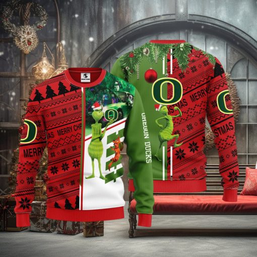 Oregon Ducks Grinch & Scooby doo Christmas Ugly Sweater 1