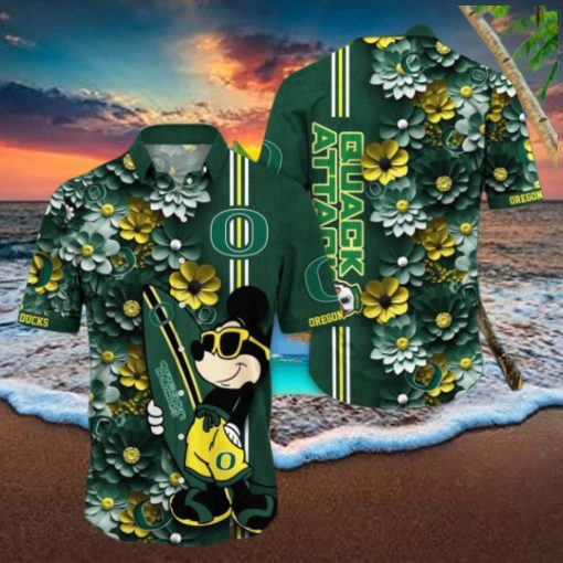 Oregon Ducks Hawaiian Shirt Mickey Love Surfing Trending Summer Gift