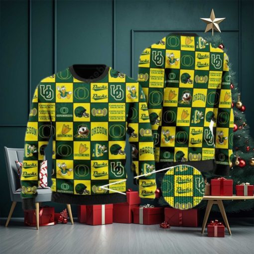 Oregon Ducks Logos Ugly Christmas Sweater