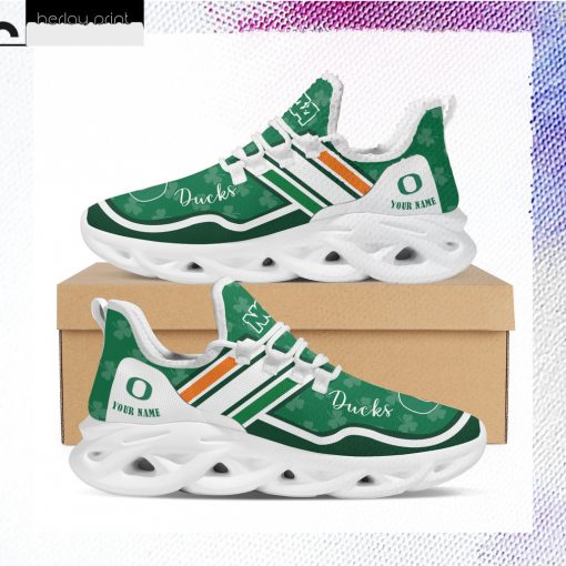 Oregon Ducks NCAA Logo St. Patrick’s Day Shamrock Custom Name Clunky Max Soul Shoes Sneakers For Mens Womens