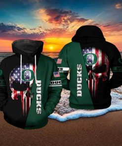 Oregon Ducks NCAA US Flag Skull 3D Printed Hoodie