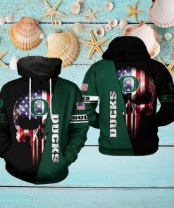 Oregon Ducks NCAA US Flag Skull 3D Printed Hoodie