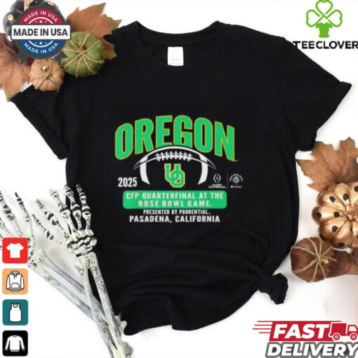 Oregon Ducks Rose Bowl 2024 25 CFP Quarterfinal Black T Shirt