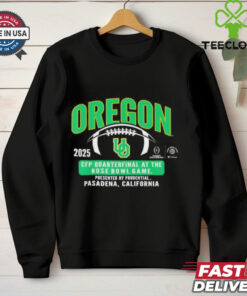 Oregon Ducks Rose Bowl 2024 25 CFP Quarterfinal Black T Shirt