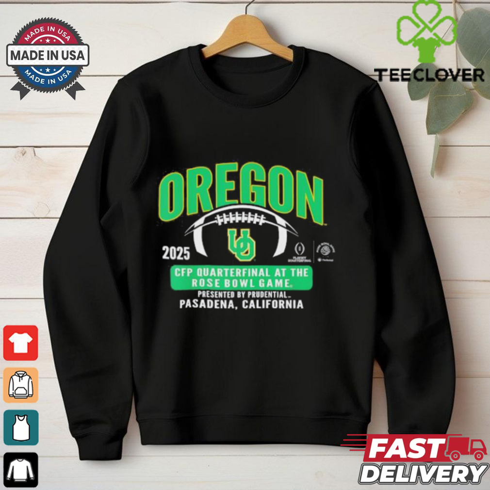 Oregon Ducks Rose Bowl 2024 25 CFP Quarterfinal Black T Shirt Oregon Ducks Rose Bowl 2024 25 CFP Quarterfinal Black T Shirt