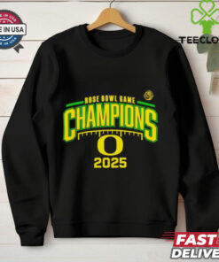 Oregon Ducks Rose Bowl Game Champions 2025 T-shirt, featuring bold championship design, unisex fit, Oregon football fan gear, Rose Bowl victory shirt.