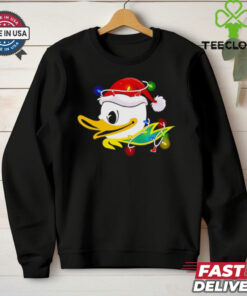 Oregon Ducks Santa hat Christmas lights shirt