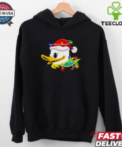 Oregon Ducks Santa hat Christmas lights shirt 1 Oregon Ducks Santa hat Christmas lights shirt