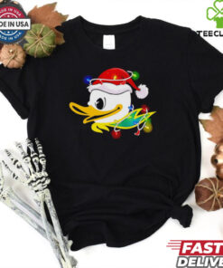 Oregon Ducks Santa hat Christmas lights shirt 3 Oregon Ducks Santa hat Christmas lights shirt