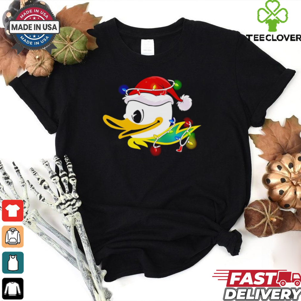 Oregon Ducks Santa hat Christmas lights shirt Oregon Ducks Santa hat Christmas lights shirt