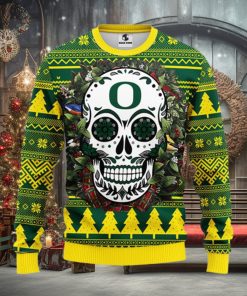 Oregon Ducks Skull Flower Ugly Christmas Ugly Sweater