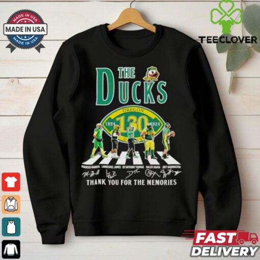 Oregon Ducks The Ducks Abbey Road thank you for the memories of 130 years signature hoodie, sweater, longsleeve, shirt v-neck, t-shirt