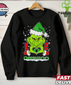 Oregon Ducks fans Grinch lover Merry Christmas shirt