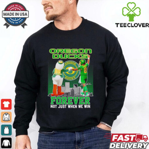 Oregon Ducks forever not just when we win mascot and Dillon Gabriel shirt