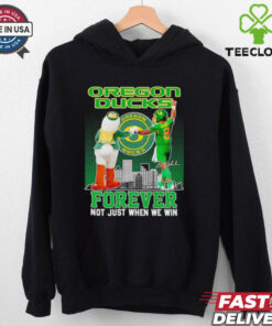 Oregon Ducks forever not just when we win mascot and Dillon Gabriel shirt