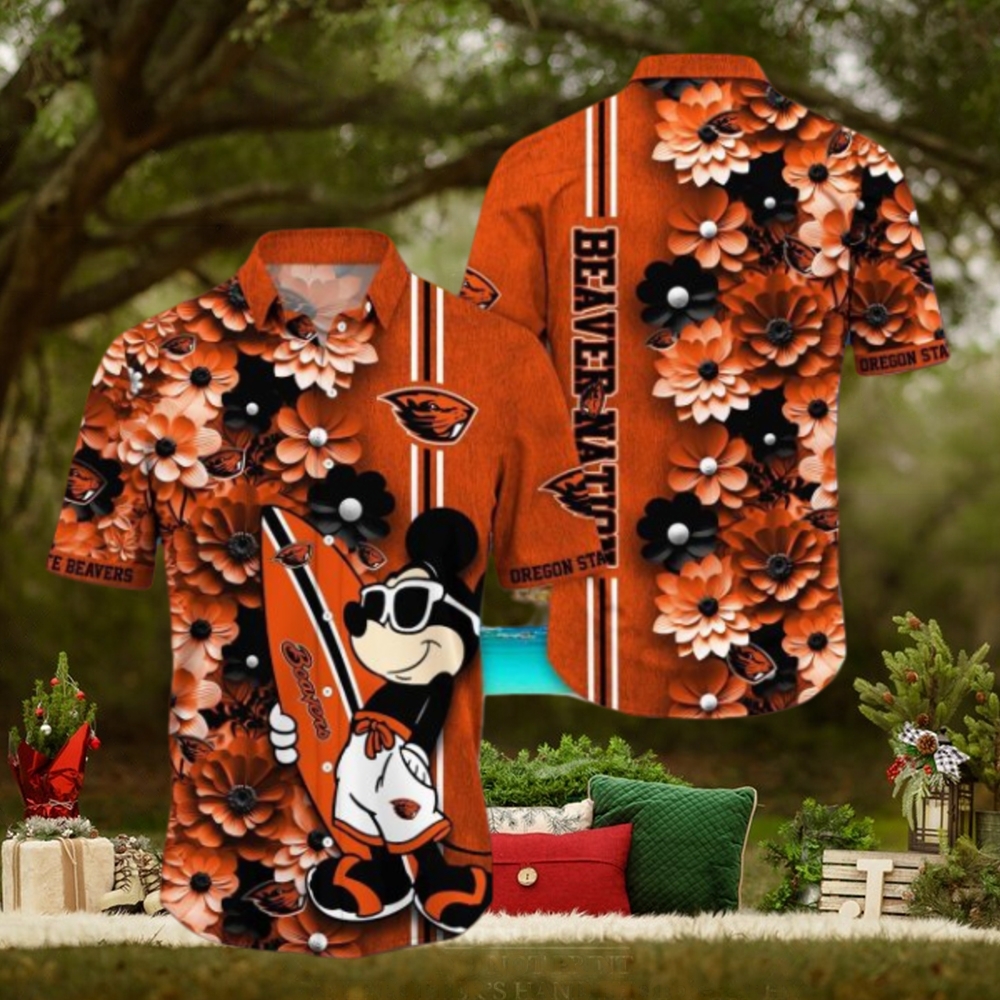 Oregon State Beavers Hawaiian Shirt Mickey Love Surfing Trending Summer Gift Oregon State Beavers Hawaiian Shirt Mickey Love Surfing Trending Summer Gift