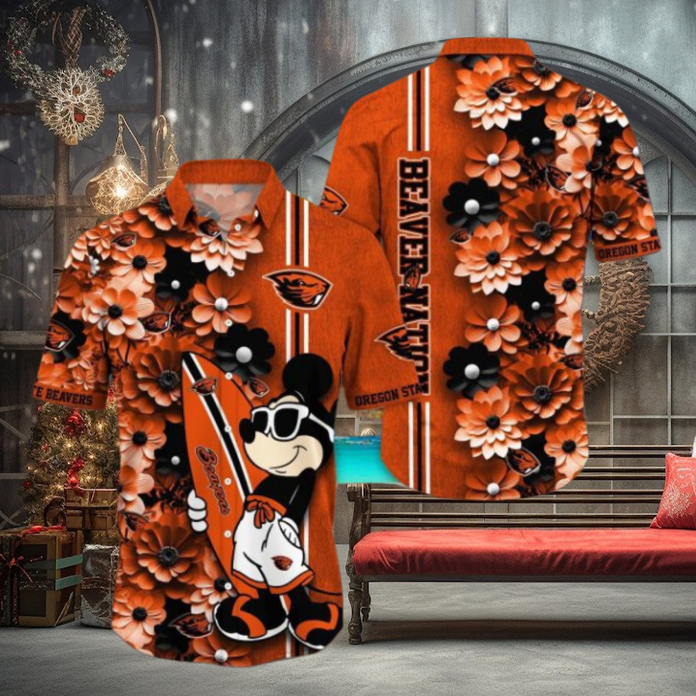 Oregon State Beavers Hawaiian Shirt Mickey Love Surfing Trending Summer Gift Oregon State Beavers Hawaiian Shirt Mickey Love Surfing Trending Summer Gift