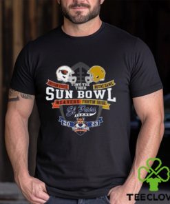 Oregon State Beavers vs Notre Dame Fighting Irish Blue 84 Unisex 2023 Tony The Tiger Sun Bowl Head To Head Helmet T Shirt