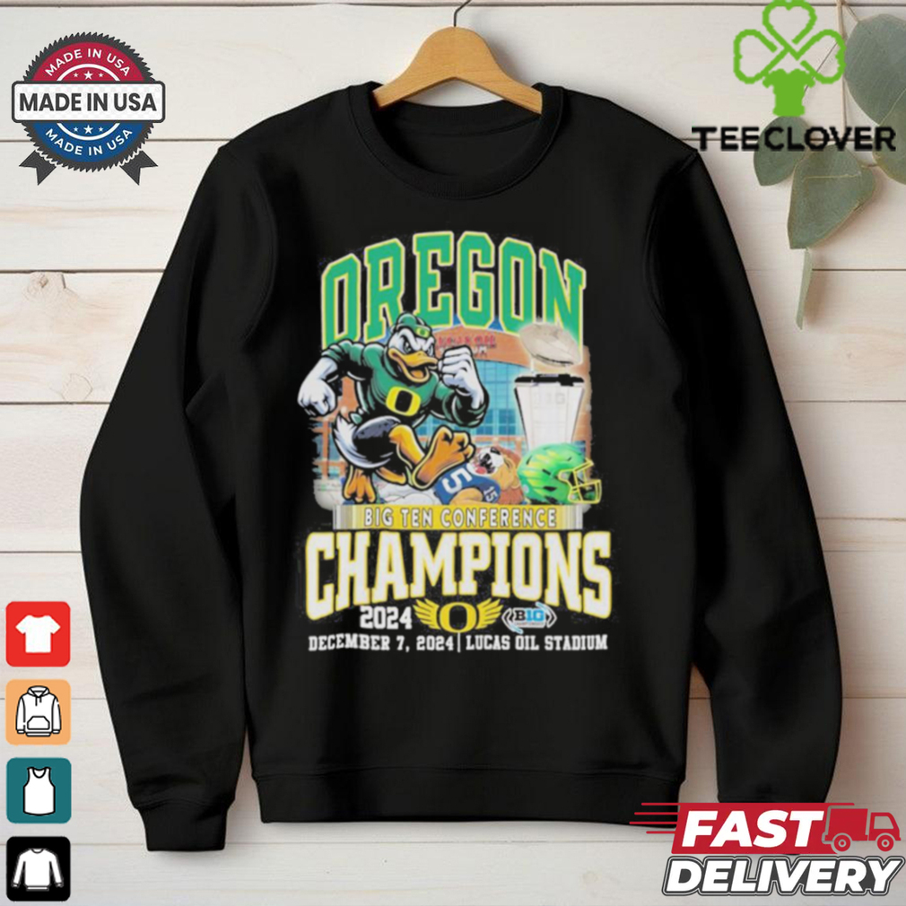 Oregon ducks big 10 conference champions in lucas oil stadium 2024 shirt Oregon ducks big 10 conference champions in lucas oil stadium 2024 shirt