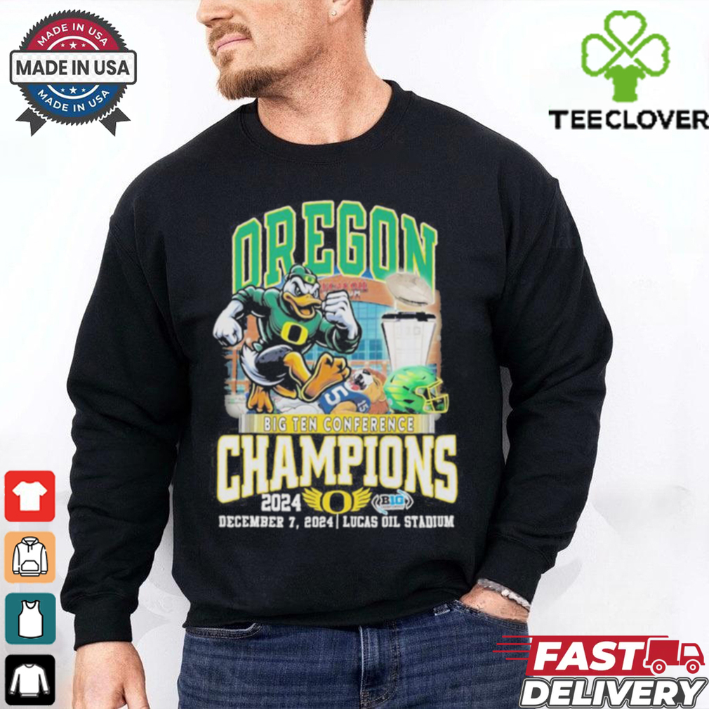Oregon ducks big 10 conference champions in lucas oil stadium 2024 shirt Oregon ducks big 10 conference champions in lucas oil stadium 2024 shirt